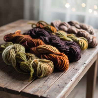 Farbenvielfalt aus den Farben der Natur auf handgefärbter Wolle